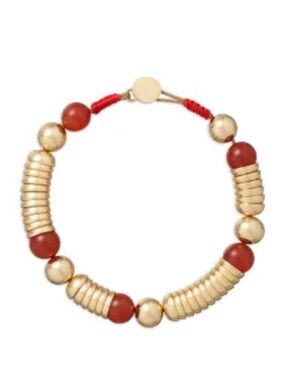 Roxanne Assoulin Authentic Carnelian Future Perfect Gold/Red Beaded Bracelet NEW